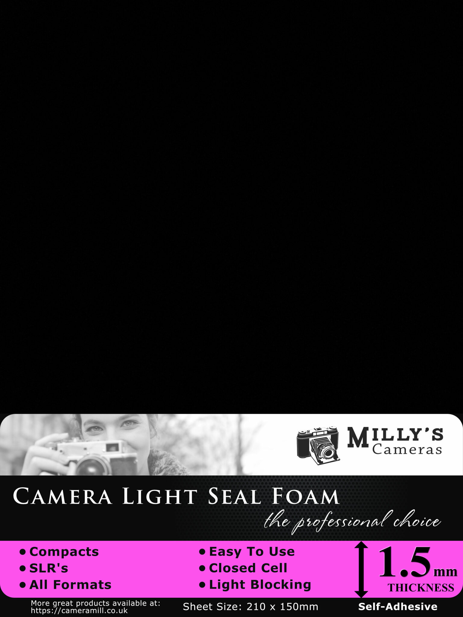 1.5mm Camera Light Seal Foam Sheet Milly's Cameras