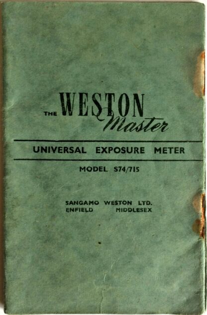 Weston Master Light Meter Instructions