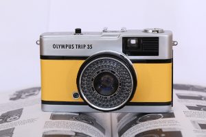 Milly Cameras camera recovering leather skins olympus trip yellow