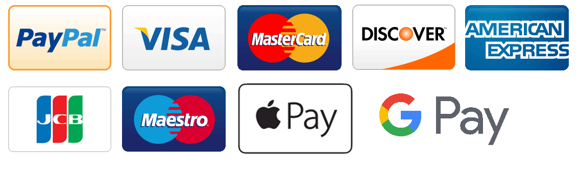 Image of payments accepted by Milly's Cameras. PayPal, Maestro, Mastercard, Visa, Visa Electron, Solo, Delta